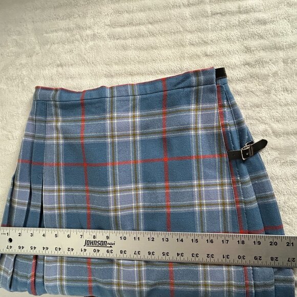 Glenisla Classics Women Plaid Tartan Kilt Skirt Size 14 Wool Blend Blue Scotland - Picture 5 of 6